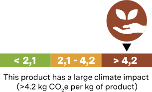 This product has a large climate impact (>4.2 kg CO2e per kg of product